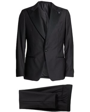 Lardini Suit Wool, Silk, Mohair Wool, Elastane - Black