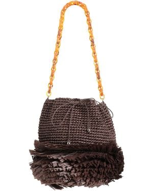 Carolina Santo Domingo Dark Shoulder Bag Viscose, Polyamide - Brown