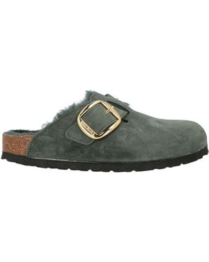 Birkenstock Dark Mules & Clogs Leather - Green
