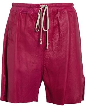 Rick Owens Shorts & Bermuda Shorts Lambskin - Red
