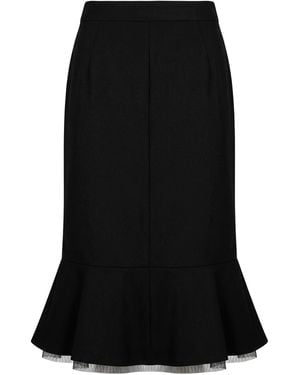 Nina Ricci Midi Skirt Virgin Wool - Black