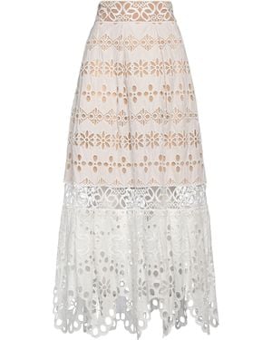 Elie Saab Maxi Skirt Polyester, Silk - White