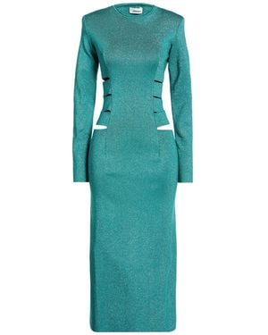 Circus Hotel Emerald Midi Dress Viscose, Polyamide, Metal Fiber, Polyester - Blue