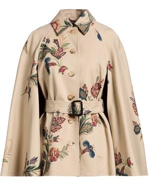 Etro Sand Overcoat & Trench Coat Cotton, Polyamide - Natural