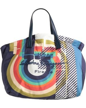 Ferragamo Midnight Handbag Textile Fibers, Leather - Blue