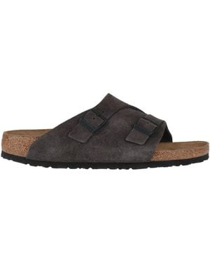 Birkenstock Charcoal Sandals Leather - Grey