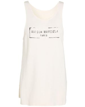 Maison Margiela Ivory Tank Top Viscose, Cotton - White