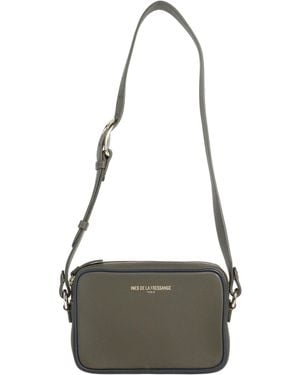 Ines De La Fressange Paris Military Shoulder Bag Leather - Grey