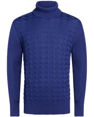 PHILOTINTO Turtleneck Merino Wool, Acrylic - Blue