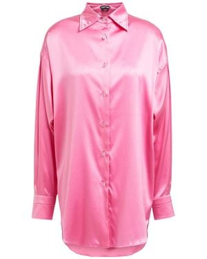 Tom Ford Long-Sleeve Satin Shirt - Pink