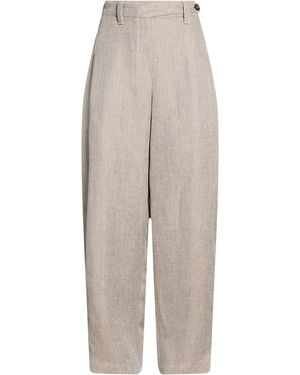 Brunello Cucinelli Khaki Pants Linen - Gray