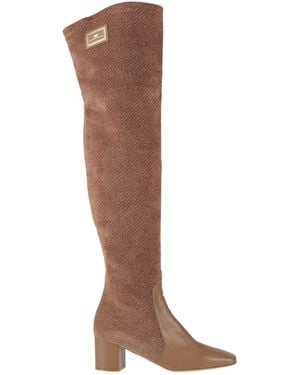 Elisabetta Franchi Boot Leather, Textile Fibers - Brown