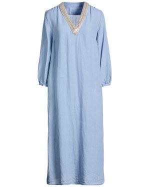 120% Lino Midi Dress Linen - Blue