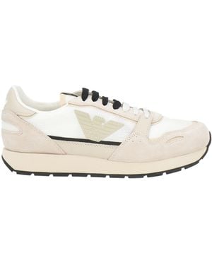Emporio Armani Trainers Polyester, Cow Leather - White