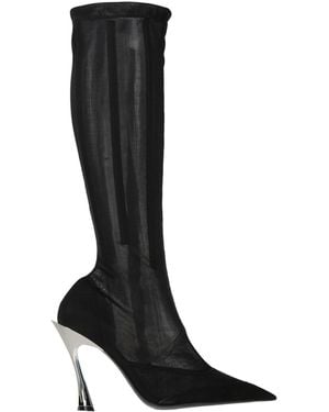 Mugler Boot Textile Fibers, Leather - Black