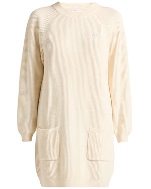 Sun 68 Cream Mini Dress Merino Wool, Viscose, Polyamide, Elastane - Natural