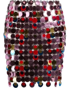 Rabanne Mini Skirt Polyester, Steel - Red