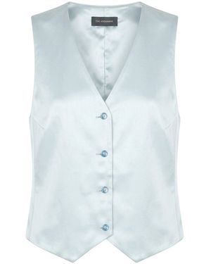 ANDAMANE Tailored Vest Linen, Viscose, Elastane - Blue