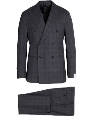 Caruso Charcoal Suit Wool - Blue