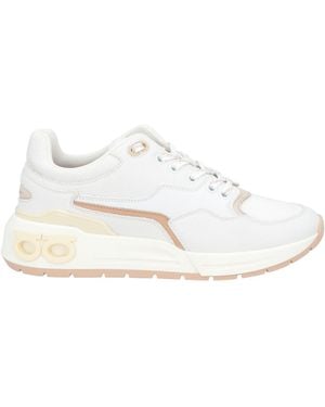 Ferragamo Sneakers Calfskin, Textile Fibers - White