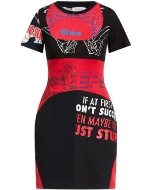Marine Serre Mini Dress Recycled Polyamide, Recycled Elastane - Red