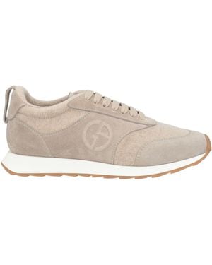 Giorgio Armani Sand Trainers Leather, Textile Fibres - Natural