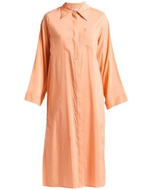 Isabelle Blanche Midi Dress Cotton, Silk - Orange