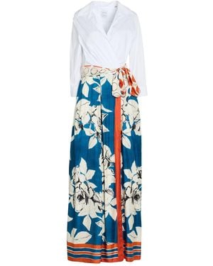 Sara Roka Azure Maxi Dress Silk, Cotton, Polyamide - Blue