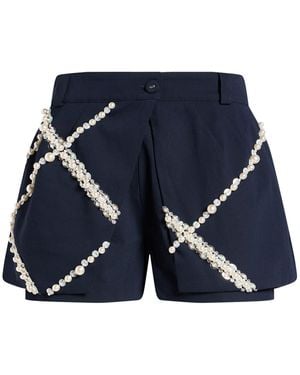 DES_PHEMMES Midnight Shorts & Bermuda Shorts Polyester, Viscose, Wool, Elastane - Blue