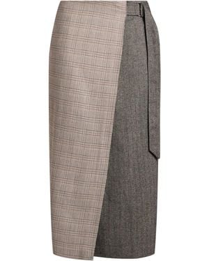 8pm Midi Skirt Polyester, Viscose, Wool - Gray