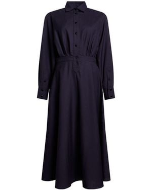 Officine Generale Midnight Midi Dress Virgin Wool - Blue