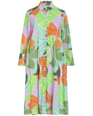 Robert Friedman Floral Print Cotton Midi Shirtdress - White