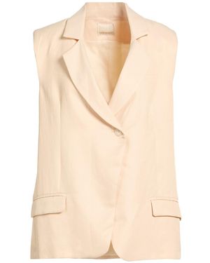 Angela Davis Tailored Vest Viscose, Linen - Natural