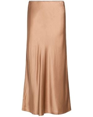Roberto Collina Camel Midi Skirt Silk, Elastane - Brown