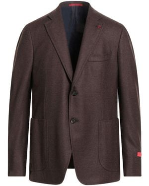 Isaia Dark Blazer Wool - Brown