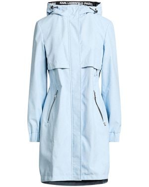 KARL LAGERFELD Sky Overcoat & Trench Coat Polyester, Polyurethane - Blue