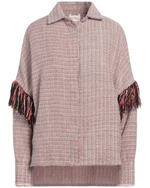 Escvdo Tweed Fringed Multicolor Shirt - Pink