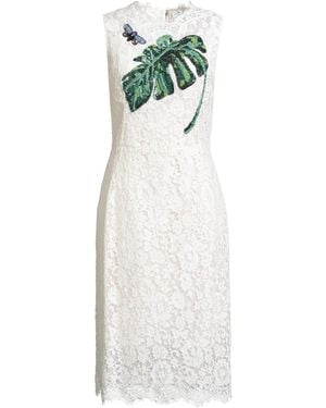 Dolce & Gabbana Midi Dress Cotton, Viscose, Polyamide, Crystal, Glass - White