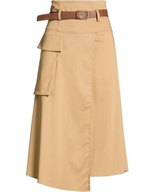 Oltre Amber Capsule Camel Midi Skirt Polyester, Viscose, Elastane - Natural