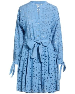 120% Lino Azure Mini Dress Linen - Blue