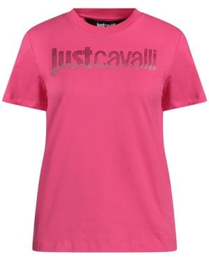 Just Cavalli Embellished Logo Print T-Shirt - Pink