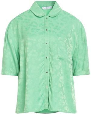 Roseanna Satin Peter Pan Collar Shirt - Green