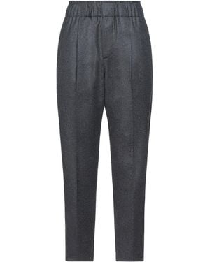 Brunello Cucinelli Charcoal Pants Virgin Wool, Brass - Gray