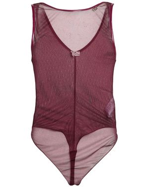 Elisabetta Franchi Burgundy Bodysuit Polyamide, Elastane, Polyester - Purple
