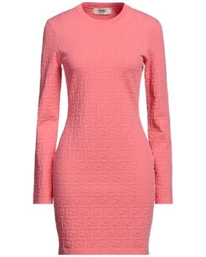 Fendi Mini Dress With All-over Ff Jacquard Motif In Viscosa Blend Woman - Pink