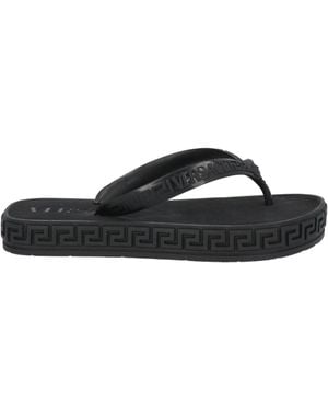 Versace Sandales noires à motif à clé grecque