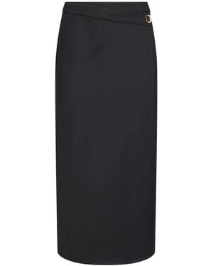 Alpha Studio Midi Skirt Polyester, Virgin Wool, Elastane - Black