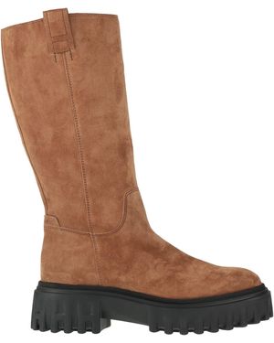 Hogan Boot Leather, Textile Fibres - Brown