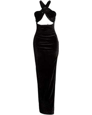 Amen Maxi Dress Polyester, Elastane - Black