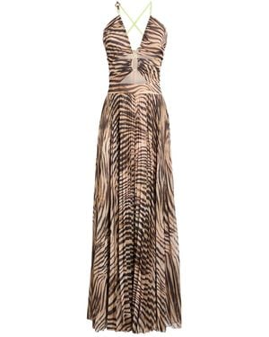 Just Cavalli Camel Maxi Dress Polyester - Natural